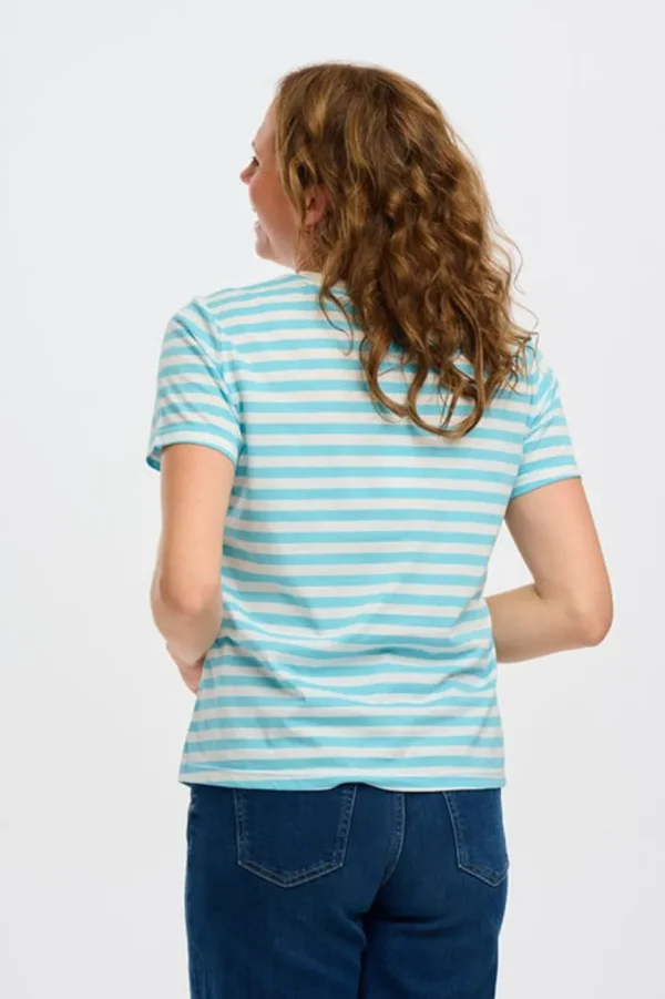Sugarhill Brighton T-Shirts- Maggie T-Shirt - Blue/White, Cherry Embroidery